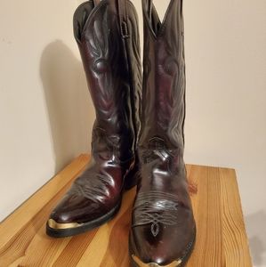 Laredo Burgundy Leather Cowboy Boots